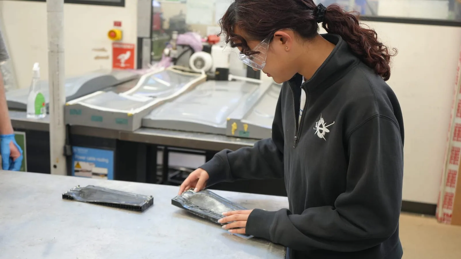 MUAS student working on composite aerospace components in the workshop